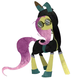 Size: 2600x2800 | Tagged: safe, artist:baxtermega, derpibooru import, fluttershy, pegasus, pony, magic duel, bunny ears, clothes, dangerous mission outfit, female, goggles, hoodie, hooves, lineless, mare, simple background, solo, transparent background, vector