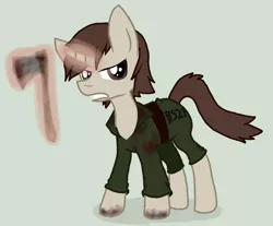 Size: 1000x828 | Tagged: safe, artist:lucas47-46, derpibooru import, ponified, pony, axe, blood, konami, murphy pendleton, silent hill, silent hill: downpour