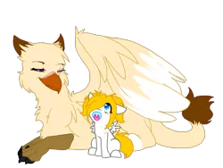 Size: 1024x768 | Tagged: safe, artist:thamutt, derpibooru import, oc, oc:frolic, oc:nova, unofficial characters only, gryphon, pony, baby, baby pony, filly, freckles, pacifier