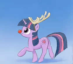 Size: 640x558 | Tagged: antlers, artist:el-yeguero, derpibooru import, red nose, reindeer, safe, twilight sparkle