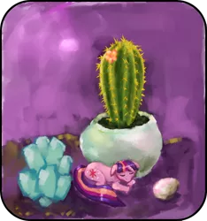 Size: 1728x1843 | Tagged: artist:hereticalrants, cactus, derpibooru import, pot, rock, safe, sleeping, twilight sparkle