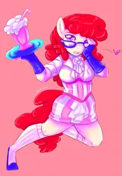 Size: 1083x1553 | Tagged: anthro, artist:mlpfwb, clothes, derpibooru import, fingerless gloves, glasses, gloves, heart, milkshake, older, safe, socks, tumblr, twist, waitress