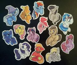 Size: 716x605 | Tagged: safe, derpibooru import, applejack, berry punch, berryshine, big macintosh, derpy hooves, doctor whooves, fluttershy, octavia melody, pinkie pie, princess luna, rainbow dash, rarity, time turner, trixie, twilight sparkle, vinyl scratch, alicorn, earth pony, pegasus, pony, unicorn, :p, cute, female, filly, floppy ears, flying, grin, headphones, irl, lidded eyes, magnet, male, mane six, mare, merchandise, mouth hold, one eye closed, photo, prone, raised hoof, shy, silly, sitting, smiling, spread wings, stallion, sunglasses, tongue out, underhoof, wings, wink, woona, younger