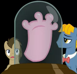 Size: 629x600 | Tagged: safe, derpibooru import, doctor whooves, perfect pace, time turner, earth pony, pony, black background, bowtie, disembodied hand, fingers, hand, male, meme, pony in a bottle, simple background, stallion, the master, useless jar of air, useless jar of pony