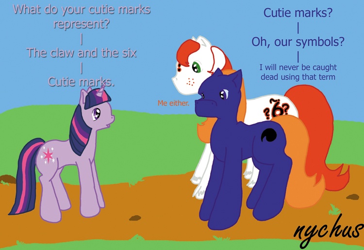 Size: 750x516 | Tagged: artist:babynychus, derpibooru import, g1, generation leap, oc, safe, twilight sparkle