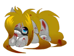 Size: 800x600 | Tagged: artist:thamutt, blank flank, blood, costume, derpibooru import, grimdark, nightmare night, oc, oc:frolic, solo, stitches, unofficial characters only