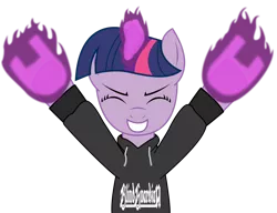 Size: 900x691 | Tagged: artist:josemanuelsalas, blackletter, blind guardian, clothes, derpibooru import, heavy metal, hoodie, magic, maloik, metal, music, power metal, safe, simple background, transparent background, twilight sparkle