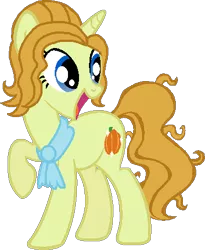 Size: 371x453 | Tagged: safe, artist:bronybase, artist:multiversecafe, artist:starryoak, derpibooru import, pumpkin cake, pony, unicorn, clothes, older, raised hoof, scarf, simple background, solo, transparent background