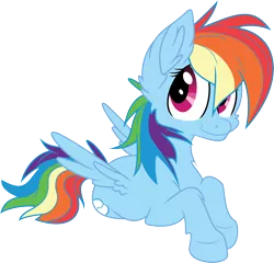 Size: 3248x3112 | Tagged: artist:mysteriouskaos, artist:xenon, derpibooru import, filly, filly rainbow dash, prone, rainbow dash, safe, simple background, solo, transparent background, vector