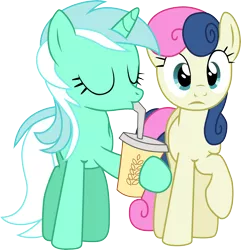 Size: 6025x6240 | Tagged: absurd resolution, artist:comradesparkle, bon bon, derpibooru import, duo, lyra heartstrings, magic duel, safe, simple background, smoothie, sweetie drops, transparent background, vector