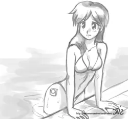 Size: 1280x1200 | Tagged: artist:johnjoseco, bikini, clothes, cutie mark on human, derpibooru import, grayscale, human, humanized, monochrome, safe, shutterfly, swimsuit, tracy flash