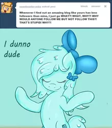 Size: 500x572 | Tagged: artist:freefraq, ask, derpibooru import, goo pony, oc, oc:shiny slime, original species, safe, slime, solo, tumblr, unofficial characters only