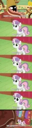 Size: 640x2509 | Tagged: safe, derpibooru import, edit, edited screencap, screencap, sweetie belle, pony, robot, unicorn, stare master, basket, carpet, comic, cute, diasweetes, dilated pupils, female, filly, frown, glare, glowing eyes, happy, hooves, horn, hub logo, image macro, looking at you, looking up, monster, night, open mouth, rawr, rug, smiling, smirk, sweetie bot, text, thinking, wide eyes