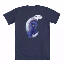 Size: 1000x1000 | Tagged: safe, artist:kp-shadowsquirrel, derpibooru import, official, princess luna, pony, clothes, irl, merchandise, moon, photo, shirt, solo, welovefine, woona