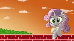 Size: 1920x1080 | Tagged: safe, artist:1rumi1, derpibooru import, sweetie belle, milkshake, wallpaper