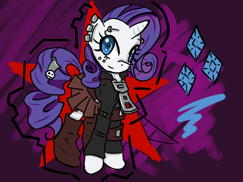 Size: 1024x768 | Tagged: artist:acharmingpony, buckle, goth, piercing, rarity, safe, zipper