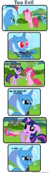 Size: 720x2500 | Tagged: alicorn amulet, artist:navitaserussirus, asphyxiation, comic, dead source, derpibooru import, evil, magic duel, murder, no mouth, no nose, pinkie pie, rainbow dash, reality ensues, scene parody, semi-grimdark, trixie, twilight sparkle