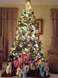 Size: 480x640 | Tagged: safe, artist:whitedove-creations, derpibooru import, derpy hooves, pinkie pie, rainbow dash, twilight sparkle, oc, pegasus, pony, beautiful, christmas, christmas tree, cute, cuteamena, female, irl, mare, photo, pinkamena diane pie, plushamena, plushie, tree