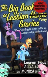 Size: 400x631 | Tagged: applejack, applestare, awesome face, cheerilee, comic sans, derpibooru import, edit, ew gay, lesbian horse stories, lyra heartstrings, rainbow dash, safe, the big book of lesbian horse stories, twilight sparkle, wingboner