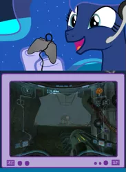 Size: 439x600 | Tagged: safe, derpibooru import, princess luna, pony, gamer luna, exploitable meme, gamer meme, meme, metroid, metroid prime 2: echoes, obligatory pony, tv meme, video game