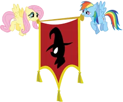 Size: 7216x6001 | Tagged: absurd resolution, artist:tollaner, derpibooru import, flag, fluttershy, rainbow dash, safe, simple background, transparent background, trixie, vector