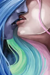 Size: 334x500 | Tagged: artist:nightmaremoonluna, derpibooru import, female, humanized, incest, kissing, lesbian, princess celestia, princess luna, princest, safe, shipping