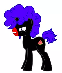 Size: 1725x2017 | Tagged: safe, deleted from derpibooru, derpibooru import, oc, unofficial characters only, pony, unicorn, pony creator, black, black power, goatee, lip bite, male, picaninny, racism, solo, stallion, watermelon