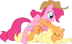 Size: 1330x826 | Tagged: applejack, applepie, artist:stupidlittlecreature, dancing, derpibooru import, female, lesbian, palette swap, pinkie pie, safe, shipping