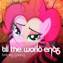 Size: 800x800 | Tagged: album cover, artist:adrianimpalamata, artist:illuminatiums, bedroom eyes, britney spears, clothes, derpibooru import, pinkie pie, socks, song reference, striped socks, suggestive, till the world ends