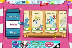 Size: 960x640 | Tagged: derpibooru import, fleetfoot, gameloft, gem, hondo flanks, littlest pet shop, pepper clark, prince blueblood, rainbow dash, safe, skunk