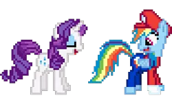 Size: 271x165 | Tagged: artist:icelucario64, cosplay, costume, crossover, derpibooru import, mario, pixel art, rainbow dash, rarity, safe, super mario bros.