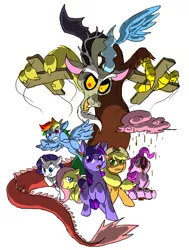 Size: 794x1049 | Tagged: applejack, artist:metal-kitty, chocolate rain, derpibooru import, discord, fluttershy, pinkie pie, puppet, rainbow dash, rarity, safe, twilight sparkle