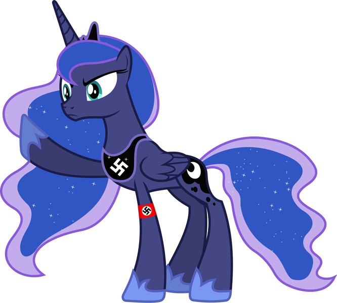 Size: 4250x3830 | Tagged: armband, heil, nazi, princess luna, safe, simple background, solo, swastika, vector, white background