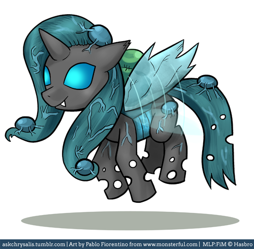 Size: 500x490 | Tagged: askchrysalis, changeling, derpibooru import, female, flutterling, fluttershy, safe, solo