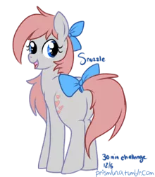 Size: 358x406 | Tagged: safe, artist:lulubell, derpibooru import, snuzzle, earth pony, pony, 30 minute art challenge, bow, female, hair bow, looking at you, looking back, looking back at you, mare, plot, rear view, simple background, tail bow, transparent background