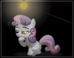 Size: 7387x5773 | Tagged: absurd resolution, artist:flutterguy317, black background, derpibooru import, lightbulb, monocle, safe, simple background, sweetie belle, thinking, thinking spot, vector