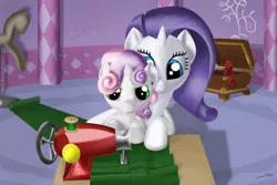 Size: 4500x3000 | Tagged: artist:scali, derpibooru import, rarity, safe, sewing, sewing machine, sweetie belle