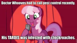 Size: 960x540 | Tagged: cheerilee, cheerilee pun, derpibooru import, doctor who, doctor whooves, exploitable meme, meme, pun, safe, time turner