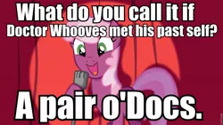 Size: 960x540 | Tagged: cheerilee, cheerilee pun, derpibooru import, doctor who, doctor whooves, exploitable meme, meme, pun, safe, self ponidox, time turner