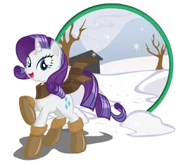 Size: 3000x2800 | Tagged: safe, artist:danmakuman, derpibooru import, rarity, pony, unicorn, boots, clothes, female, looking at you, mare, scarf, shoes, simple background, snow, snowflake, transparent background