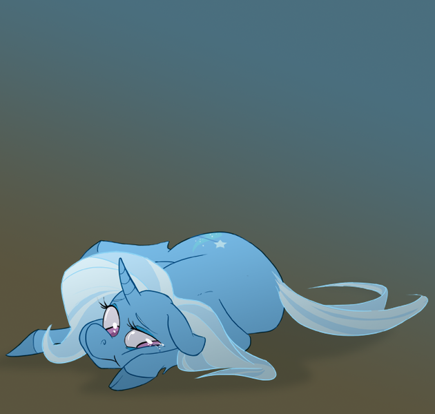 Size: 649x618 | Tagged: safe, artist:frostadflakes, derpibooru import, trixie, pony, unicorn, cloven hooves, crying, female, mare, sad, solo