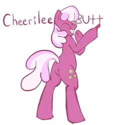 Size: 900x900 | Tagged: safe, artist:greendelibird, derpibooru import, cheerilee, earth pony, pony, bipedal, female, flowerbutt, looking at you, looking back, mare, plot, solo