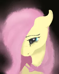 Size: 2000x2500 | Tagged: dead source, safe, artist:celestiawept, derpibooru import, fluttershy, pegasus, pony, bust, hair over one eye, looking away, looking down, portrait, solo