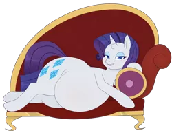 Size: 1200x924 | Tagged: safe, artist:redintravenous, derpibooru import, rarity, pony, unicorn, bedroom eyes, belly, chubbity, chubby, couch, draw me like one of your french girls, fainting couch, fat, female, lidded eyes, lounge, mare, marshmallow, obese, raritubby, rearity, smiling, solo, weight gain