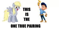 Size: 1366x685 | Tagged: safe, artist:fineartobserver, derpibooru import, derpy hooves, pegasus, pony, all caps, crack shipping, derp-it, exploitable meme, female, fix-it felix jr., image macro, impact font, mare, otp, underp, wreck-it ralph