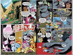 Size: 1244x942 | Tagged: safe, artist:andypriceart, derpibooru import, idw, official, applejack, cave troll jim, fluttershy, pinkie pie, rainbow dash, rarity, twilight sparkle, cave troll, diamond dog, earth pony, pegasus, pony, unicorn, the return of queen chrysalis, spoiler:comic, spoiler:comic02, bone, brony, brushie, cameo, comic, dead, female, idw advertisement, mane six, mare, official comic, optimus prime, preview, scared, shrunken pupils, skull, statue, transformers