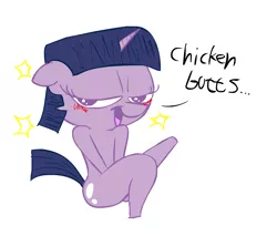 Size: 1601x1367 | Tagged: artist:peanutbutter, bedroom eyes, blank flank, blushing, chicken butts, derpibooru import, sparkles, suggestive, twilight sparkle