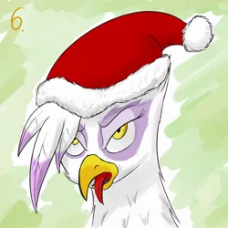 Size: 2000x2000 | Tagged: safe, artist:osakaoji, derpibooru import, gilda, gryphon, hat, santa hat, solo