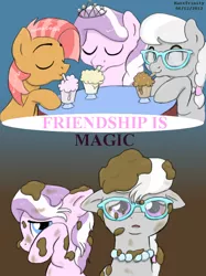 Size: 500x667 | Tagged: abuse, adorabullies, artist:haretrinity, babs seed, cute, derpibooru import, diamond tiara, glasses, how it should have ended, milkshake, mud, sad, safe, silverbuse, silver spoon, spoonabuse, tiarabuse, traitor