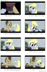 Size: 928x1408 | Tagged: safe, artist:snapai, derpibooru import, derpy hooves, doctor whooves, time turner, pegasus, pony, austin powers, comic, female, fourth wall, mare, parody, underp